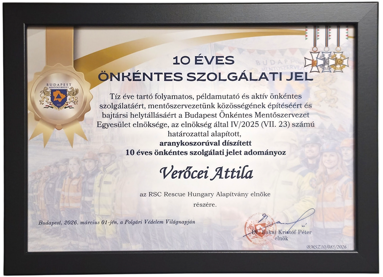 10 éves szolgálati elismerés